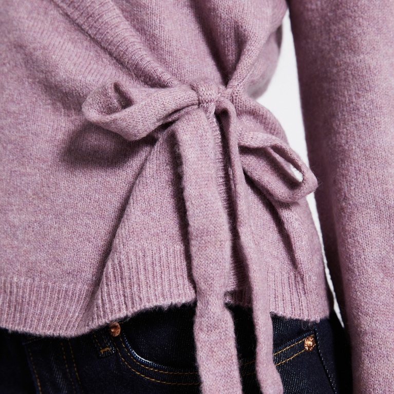 Wrap knit cardigan" Willow" Heather Pink